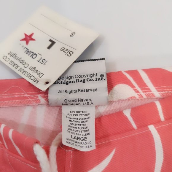 NEW Michigan Rag Co Vtg Casual Shorts Drawstring Mens Lg Pink Flamingo USA MADE - Picture 7 of 8